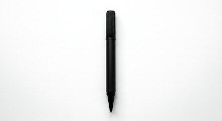 Fototapeta premium Simple Black Pen on a Clean White Surface: Perfect for Writing, Drawing and Design with a Modern and Minimalist Aesthetic