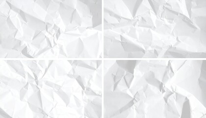 Obraz premium Crumpled White Paper Collage with Four Distinct Textures Detailed Backdrop in High Resolution and Neutral Color Scheme for Graphic Design Resource