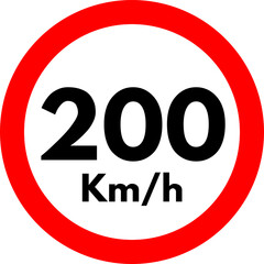 Speed Limit 200 km Sign