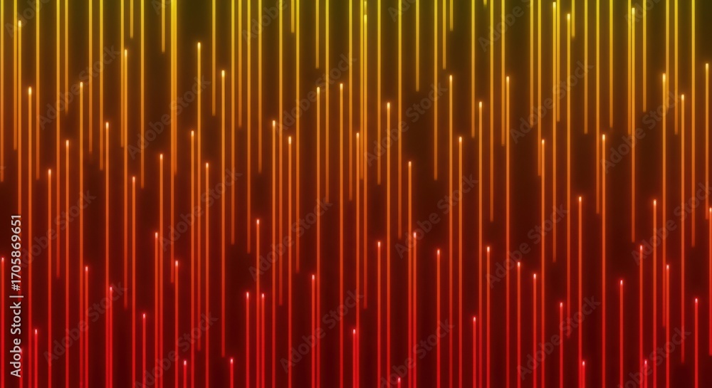 Poster abstract background with vertical neon lines in a gradient of red to yellow