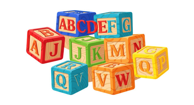 Colorful Stack of Alphabet Blocks for Learning and Play.
