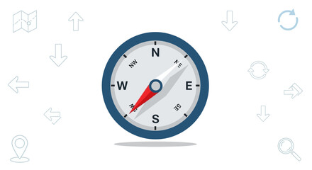 Obraz premium Compass And Navigation Symbols Visualized Against A Clean White Background