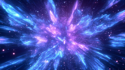 Hyperspace warp tunnel with glowing blue and magenta streaks, sci fi speed zoom effect, seamless motion background for openers