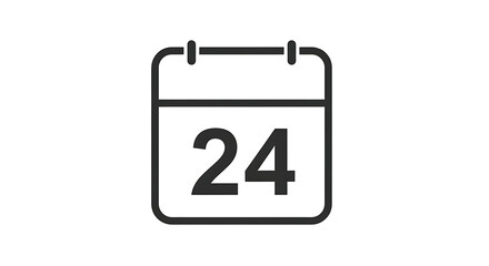 A simple, outlined calendar icon displays the date twenty-four.