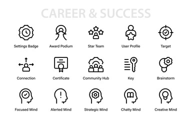Career and success Modern Line Icon Collection, professional creative vector outline pack designed with minimal business and financial progress abstract symbols