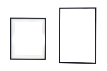 Two vertical frames mock-up, one with passepartout and one without, isolated on white background.