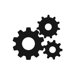 Fototapeta premium Three interlocking gray gears on a black background