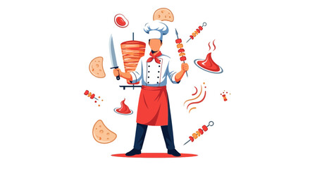 Creative Chef with Tasty Food Elements Preparing Delicious Dishes for Restaurant