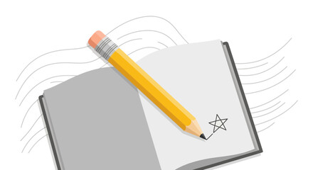 Creative Concept Depicting Sketching A Detailed Star On A Journal With A Pencil Illustration