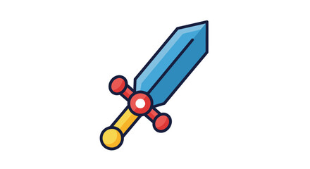 Cartoon Sword with Colorful Geometric Design.