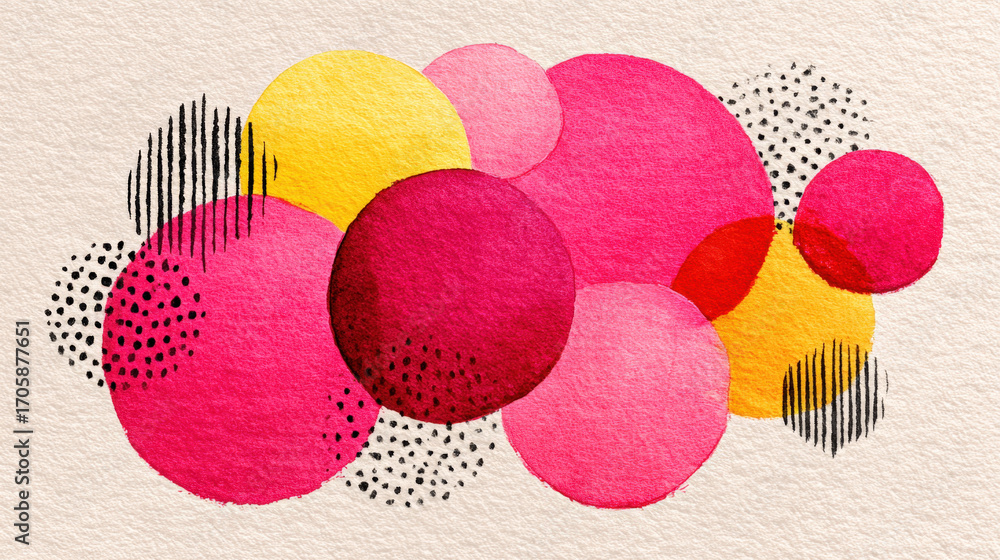 Aufkleber soft watercolor shadows with dotted patterns and delicate thin vector strokes