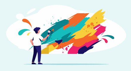 Creative Mind Painting Abstract Art Expressing Bright Ideas and Fresh Movements No Text