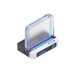 Futuristic glowing device isolated on transparent background