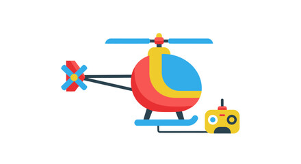 Cartoon Helicopter with Remote Control Toy Aircraft Illustration.