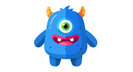 Friendly One-Eyed Blue Monster Cartoon Character.