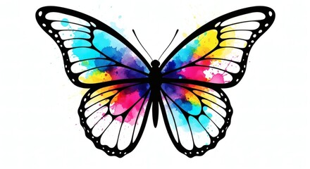 Colorful Watercolor Splash Butterfly