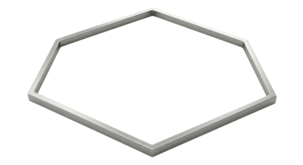 Silver hexagon frame for product display isolated PNG with Transparent Background