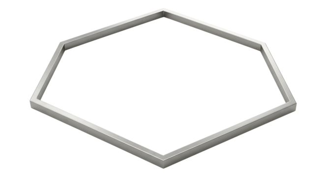 Silver hexagon frame for product display isolated PNG with Transparent Background