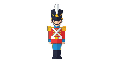 Cartoon Toy Soldier in Red Uniform with Tall Hat.