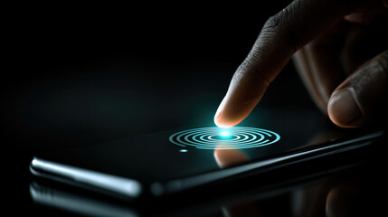 Person making contactless payment with smartphone using tap technology