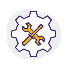 Service Gear Setting Technical Support Vector Icon with Editable Stroke