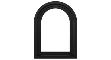 Black arched frame for picture, mirror or painting isolated PNG with Transparent Background
