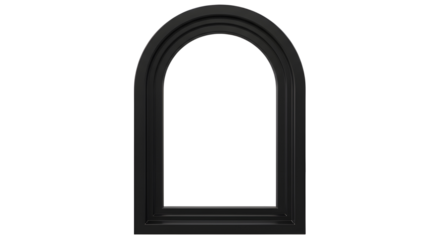Black arched frame for picture, mirror or painting isolated PNG with Transparent Background