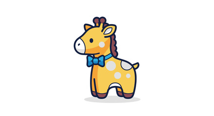 Cute Cartoon Giraffe with Bow Tie Illustration.