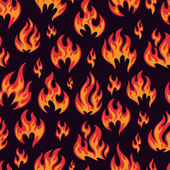 Vibrant pattern of flames against dark background
