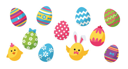Colorful Easter Eggs and Chick Designs Collection.