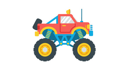 Colorful Cartoon Monster Truck Illustration.