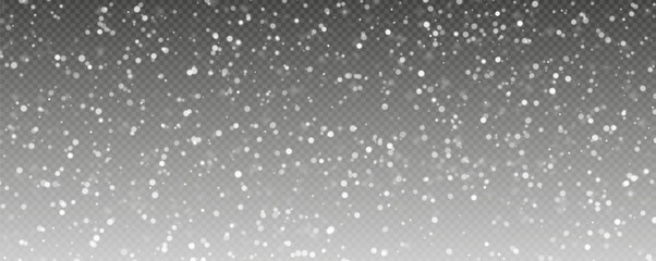 Winter background with falling snowflakes isolated on transparent background, vector png. Snowfall, blizzard, snow storm, snow hurricane. Snowflakes.	
