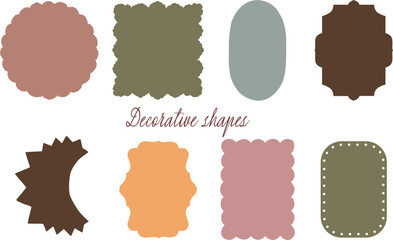 Decorative shapes vector set. Hand drawn silhouette of napkins forms in autumn colors.