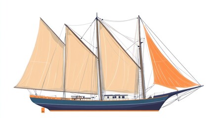 Obraz premium Classic sailboat design illustration