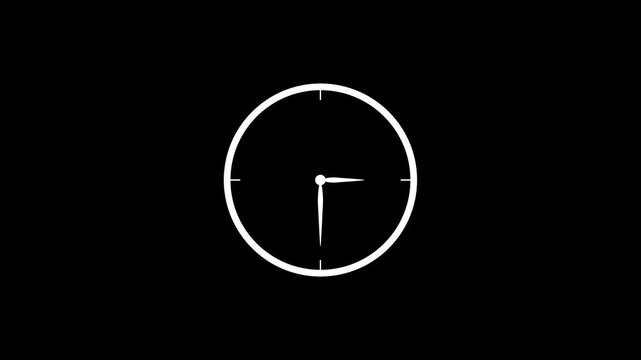Circle clock isolated animation, Analog counting down clock isolated with tricks black background