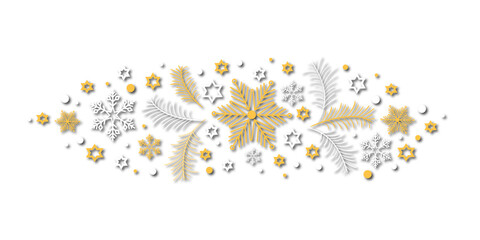 Christmas Greeting Card Ornament with Snowflakes and Stars PNG
