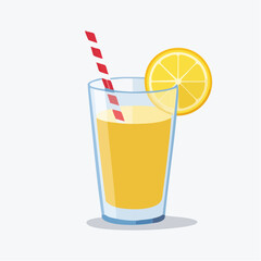 Pixel Art Glass Of Lemonade With Red And White Straw And Lemon Slice