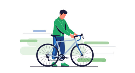 Fototapeta premium Cyclist Standing beside Bicycle Depicting Lifestyle and Outdoor Recreation Concept