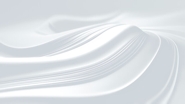 Flowing Curves Create a Serene 3D Abstract White Environment