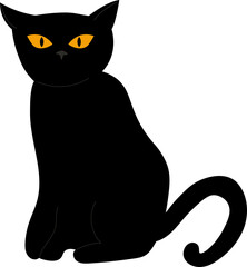 Illustration of Black Cat with Yellow Eyes