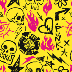 Punk skull and flame design