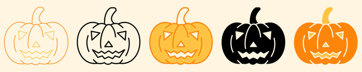 Jack O Lantern Icon Set Multiple Style Collection

