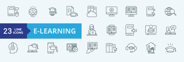 E-Learning icon pack illustration vector