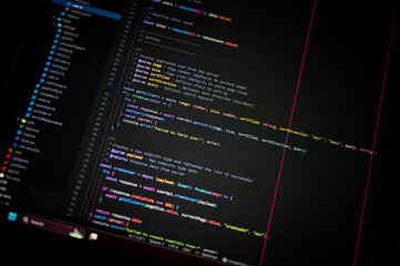 Close-up of TypeScript code using async functions to fetch and create user data with API calls. Ideal for web development, programming tutorials, and software engineering content.
