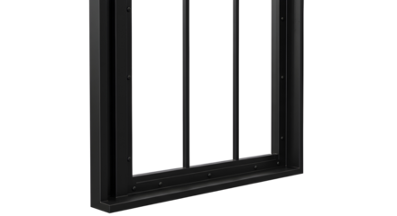 Black window frame design architectural element isolated PNG with Transparent Background