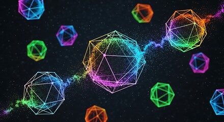 Colorful Geometric Shapes with Particle Stream