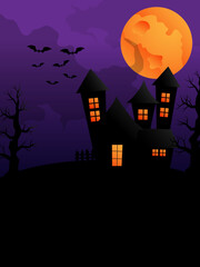 haunted house in night background for halloween