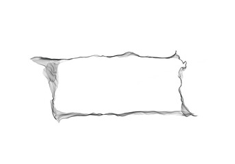 Abstract rectangle smoke frame isolated on white background. Transparent flowing border with airy light texture effect. Modern minimal design for art, digital, or creative projects. © Sk
