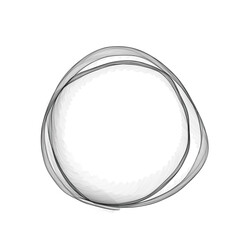 Abstract black circular wave swirl isolated on white background. Minimal transparent smoke ring...