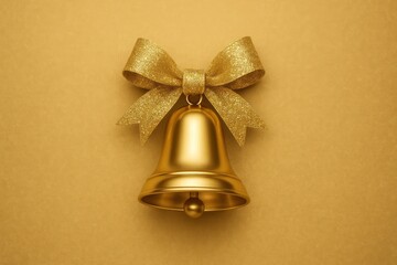 Golden bell with glittery bow